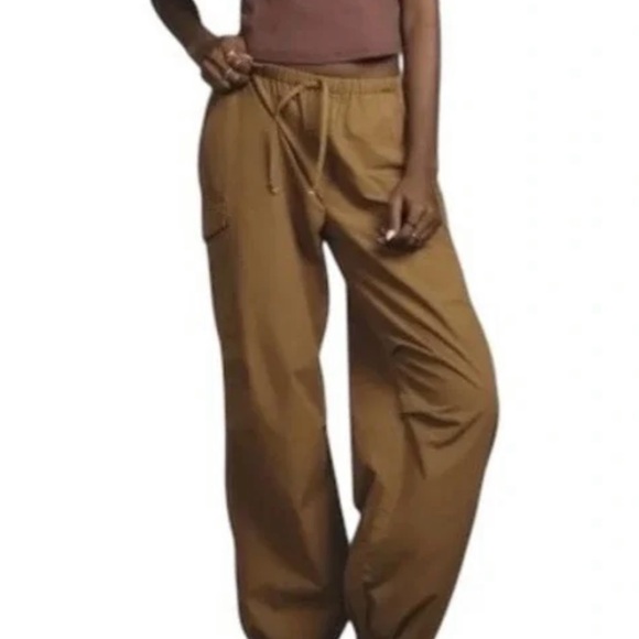 Pilcro Anthropologie large Parachute Pants Cargo Drawstring Bronze High 1532 - Picture 1 of 2